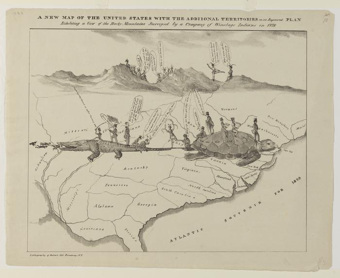 New Map of the United States with the Additional Territories on an Improved Plan political cartoon, circa 1829