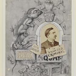 Silence of Matt Quay political cartoon, 1890