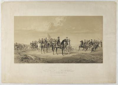 Grant and Lee meeting near the Appomattox Courthouse, Virginia, lithograph