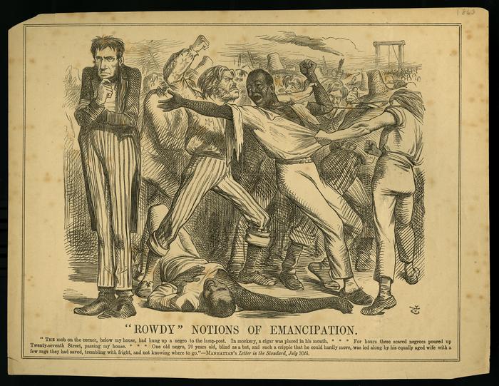 Rowdy Notions of Emancipation political cartoon, 1863