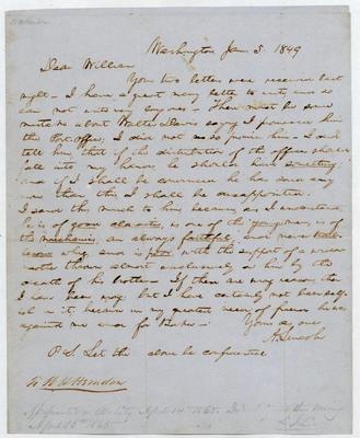 Abraham Lincoln letter to William H. Herndon, January 5, 1849