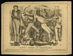 Rowdy Notions of Emancipation political cartoon, 1863