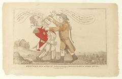 Brother Jonathan Administering a Salutary Cordial to John Bull political cartoon, 1813