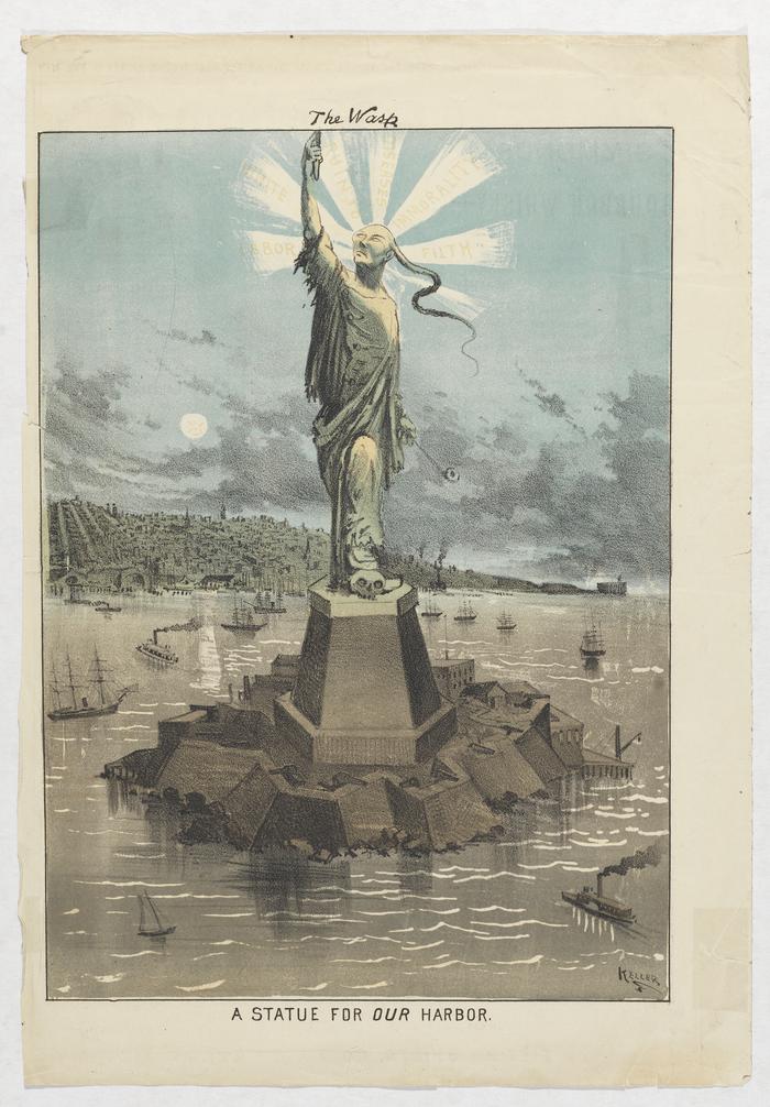 A Statue for Our Harbor political cartoon, 1881