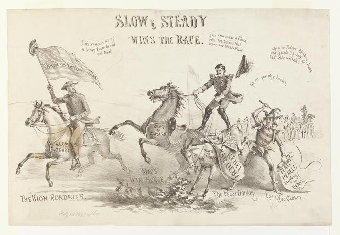 Slow & Steady Wins the Race political cartoon, 1864