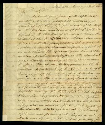 Thomas McKean letter to Uriah Tracy, January 14, 1804