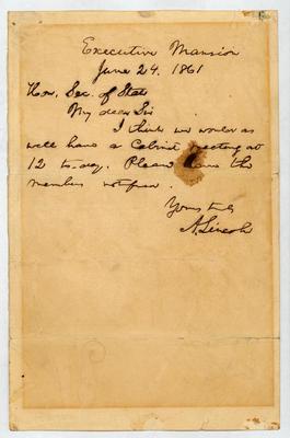 Abraham Lincoln letter to William H. Seward, June 24, 1861