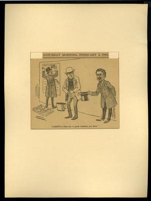 Harrity:—"Now This is Purely Voluntary, You Know." political cartoon, 1895