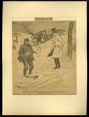 Scene on the Forlornhope and Falsepretense R. R. political cartoon, 1895