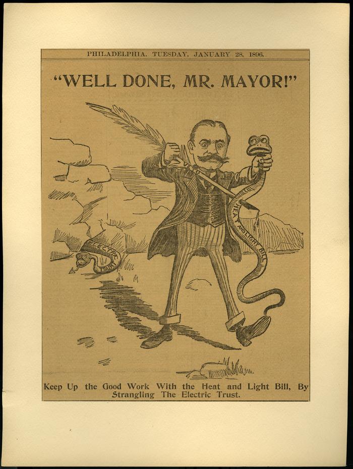 "Well Done, Mr. Mayor!" political cartoon, 1896