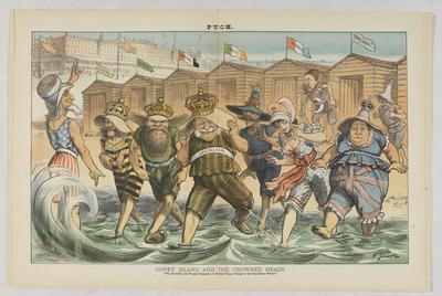 Coney Island and the Crowned Heads political cartoon, 1882