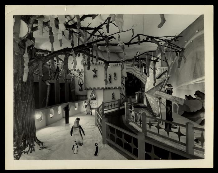 Wanamaker's department store Christmas penguin display photograph, circa 1921-1930