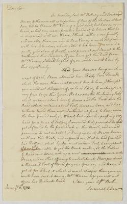 Samuel Chew correspondence to Benjamin Chew, 1773-1808