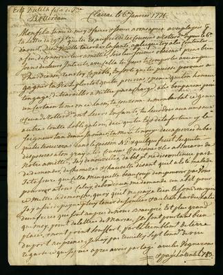 Pierre Dutilh letter to Etienne Dutilh, January 6, 1771