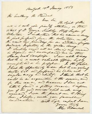 John C. Frémont letter to Abraham Lincoln, 1863