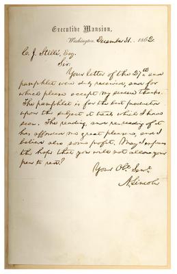 Abraham Lincoln to Charles J. Stille