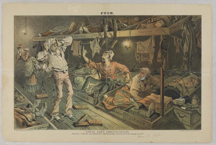 Uncle Sam's Lodging House political cartoon, 1882