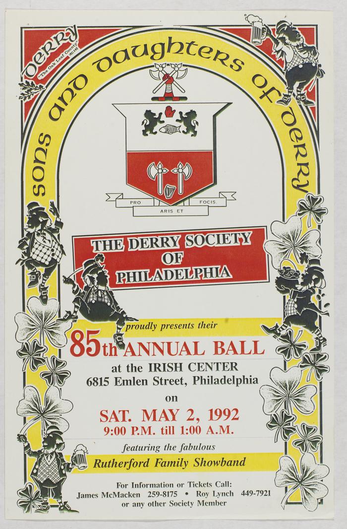 Derry Society of Philadelphia 85th Annual Ball poster