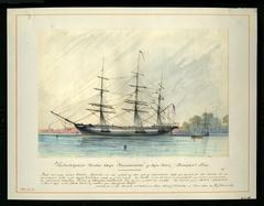 Philadelphia Packet Ship "Tuscarora" watercolor, 1848