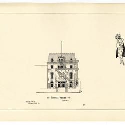 Anthony F. Dumas architectural drawing of Dumont's Theatre