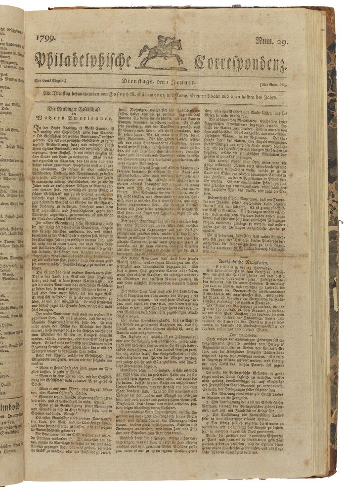 January 1, 1799 Edition [Front Page]