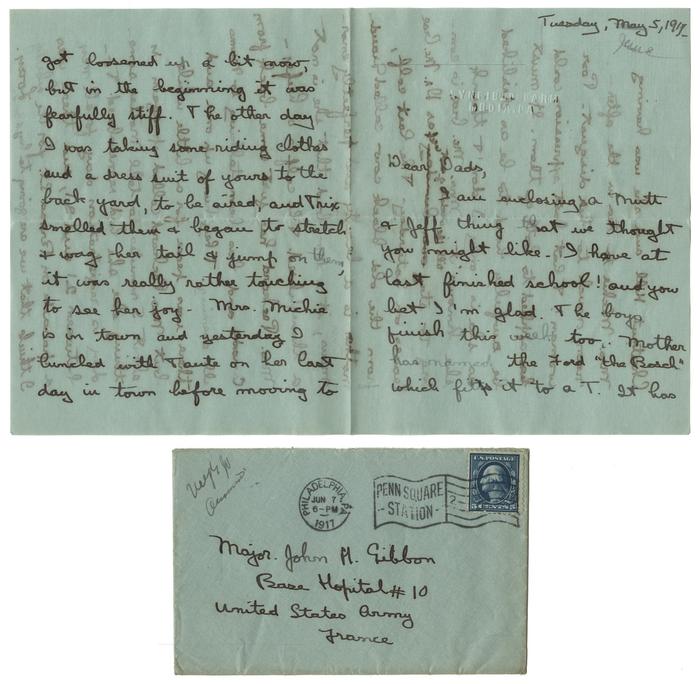 Marjorie Gibbon letter to Dr. John H. Gibbon, 1917-05-05 [postmarked, 1917-06-07]