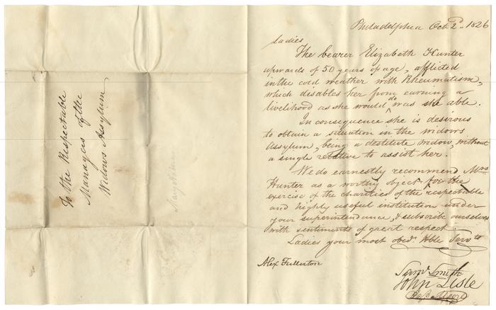 Elizabeth Hunter petition, 1826