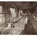 J. G. Brill Company plant interior showing female garment workers sewing fabrics for trolleys, photograph