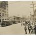 J. G. Brill Company trolleys with pedestrians waiting to cross street, photograph