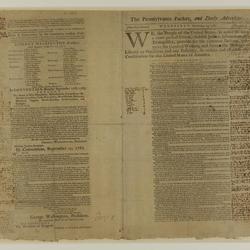 Constitution of the United States printed in the Pennsylvania Packet and Daily Advertiser, September 19, 1787