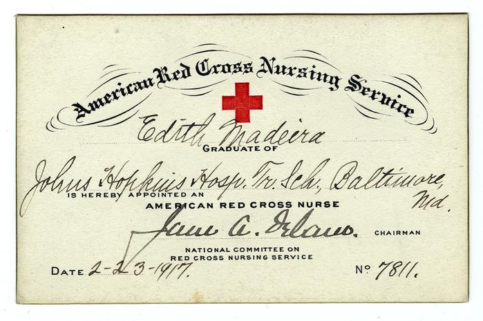 American Red Cross Nursing Service Certificate from 1917